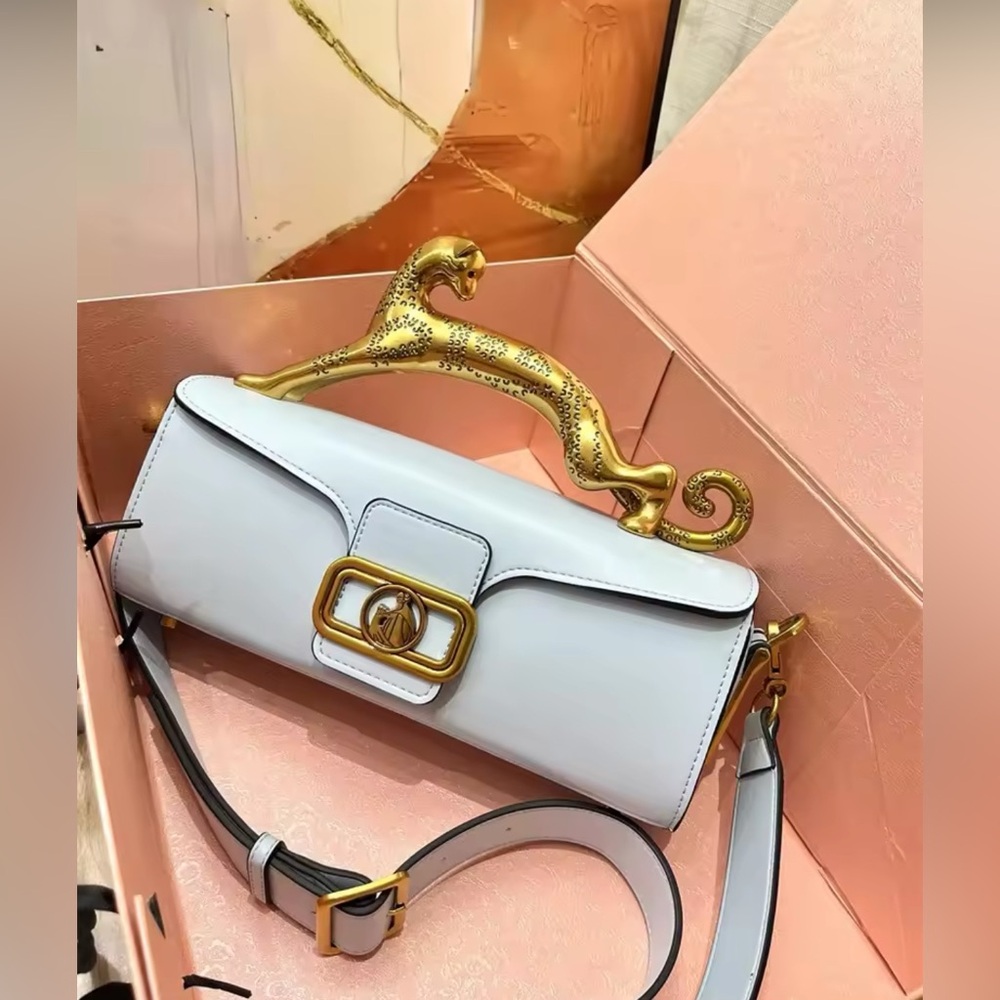 100% GENUINE LEATHER CAT HANDLE LUXURY BAG + LEATHER STRAP + DUST BAG
